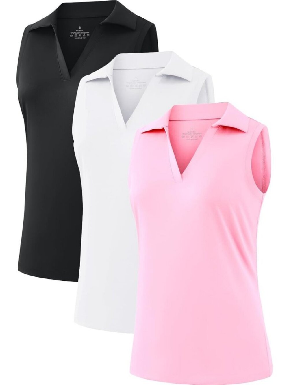 Stylish Women's Sleeveless Golf Polo V-Neck Tank Tops - 3 Pack for Tennis